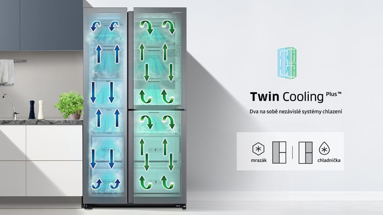 Americká chladnička Samsung RS67N8211B1/EF Technologie Twin Cooling Plus
