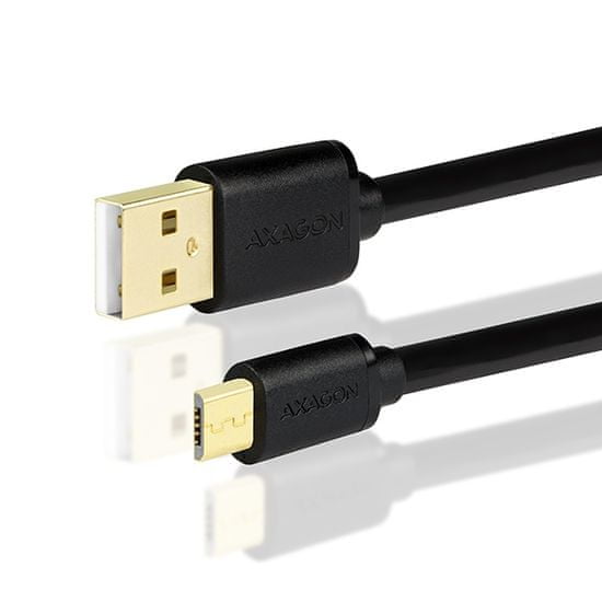 AXAGON BUMM-AM30QB, HQ Kabel Micro USB - USB A, datový a nabíjecí 2A, černý, 3 m BUMM-AM30QB