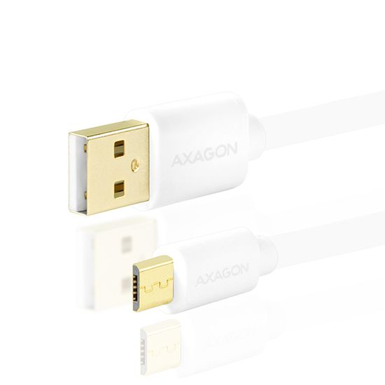 AXAGON BUMM-AM30QW, HQ Kabel Micro USB - USB A, datový a nabíjecí 2A, bílý, 3 m BUMM-AM30QW