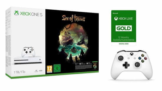 Microsoft Xbox One S 1TB + Sea of Thieves + Ovladač + Xbox Live Gold - 12 měsíců