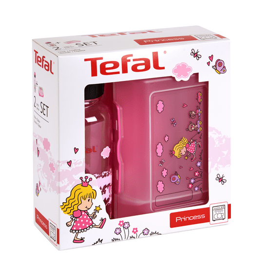 Tefal KIDS sada dóza plast+láhev tritan 0,4 L růžová-princezna K3169114