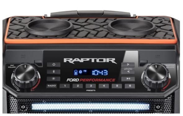 bluetooth reproduktor bezdrátový reproduktor ION Ford Raptor voděodolný silný zvuk 8 palcové reproduktory displej
