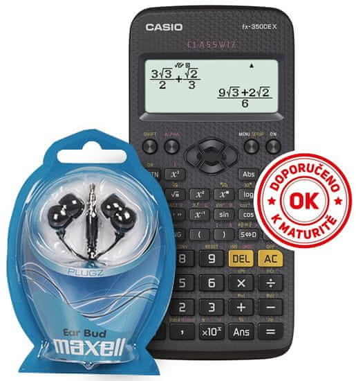 Casio FX 350 CE X + sluchátka Maxell (8590669265695)