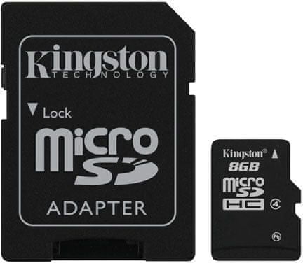 Kingston Micro SDHC 8GB Class 4 + SD adaptér (SDC4/8GB)