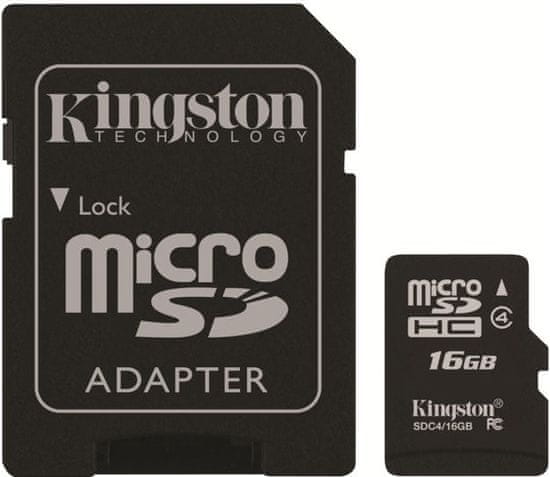 Kingston Micro SDHC 16GB Class 4 + SD adaptér (SDC4/16GB)