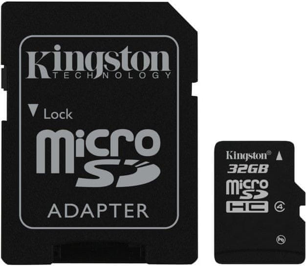 Kingston Micro SDHC 32GB Class 4 + SD adaptér (SDC4/32GB) - rozbaleno