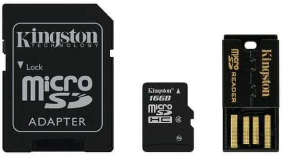 Kingston Micro SDHC 16GB Class 4 + SD adaptér + USB čtečka (MBLY4G2/16GB)