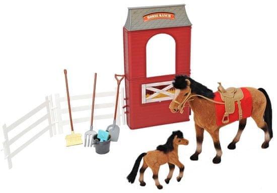 Mac Toys Kůň 20 cm a 10 cm se stájí