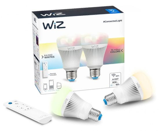 WiZ LED Žárovka colors A E27 WZ0126082 2ks + dálkové ovládání