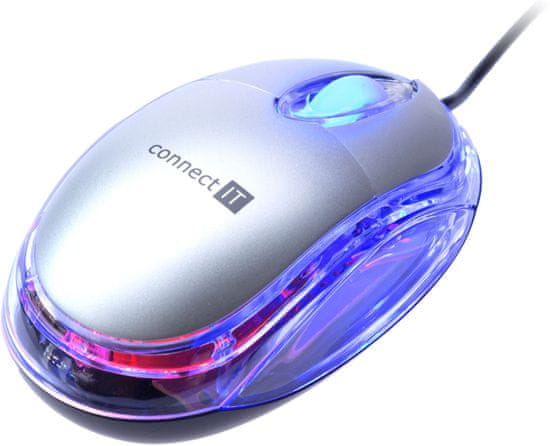 Connect IT optická myš podsvícená, stříbrná (CI-64)