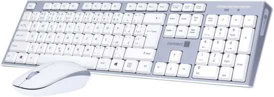 Connect IT Combo bezdrátová bílá klávesnice + myš (CKM-7510-CS)