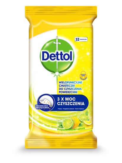 Dettol Antibakteriální ubrousky na povrchy Citron a Limeta 32 ks