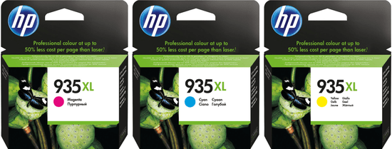 HP sady tří (CMY) barev č.935XL + 75 listů A4 (F6U78AE) - rozbaleno
