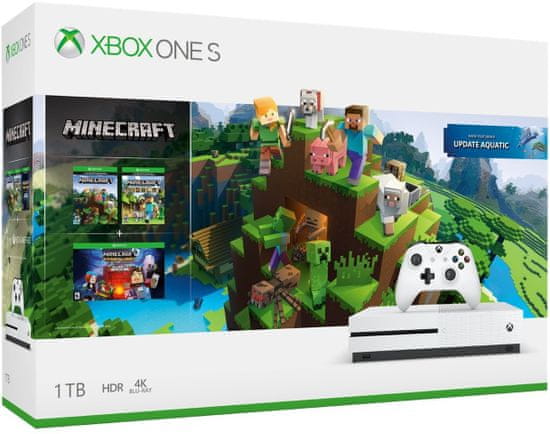 Microsoft Xbox One S 1TB + Minecraft Complete - použité