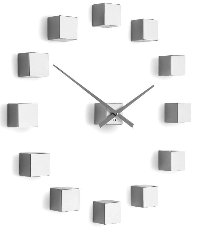 Future Time Designové nástěnné nalepovací hodiny FT3000SI Cubic silver