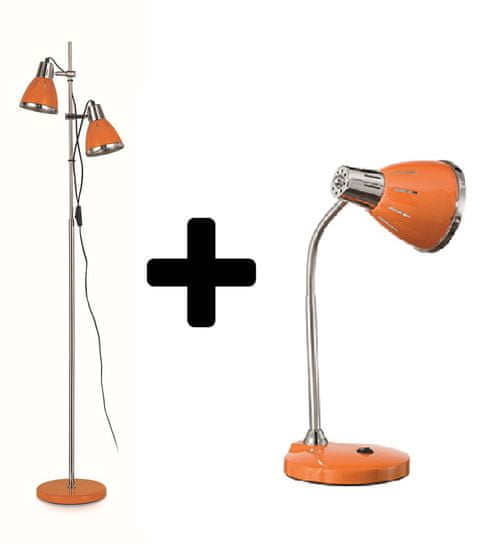 Ideal Lux Stojací lampa Elvis oranžová + stolní lampa dárek