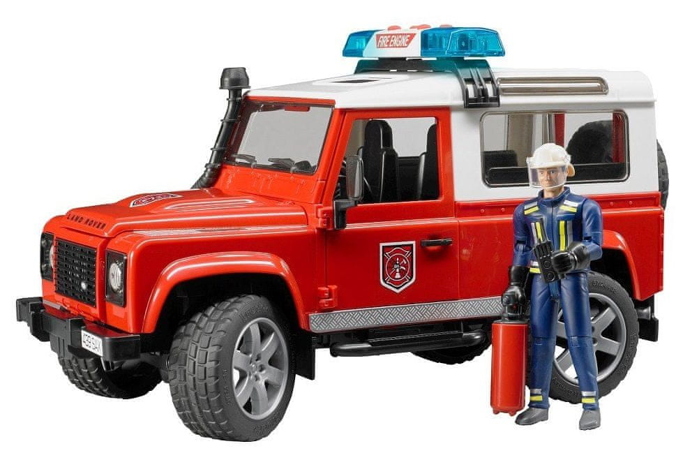 Levně Bruder 2596 Land Rover hasiči s figurkou