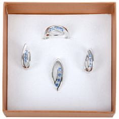 Silver Cat Stříbrný prsten s modrými krystaly SC136 (Obvod 54 mm)