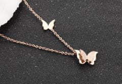 Troli Růžově pozlacený motýlí náhrdelník Metal Butterfly KNSC-257-RG