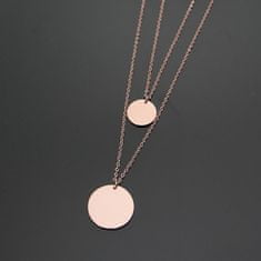 Troli Dvojitý náhrdelník s kruhovými přívěsky z růžově pozlacené oceli