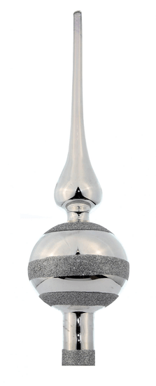 Seizis Špička skleněná se třpytem, 30x8 cm, stříbrná
