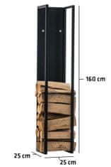 BHM Germany Stojan na dřevo Gnister, 160 cm, matná černá