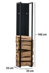 BHM Germany Stojan na dřevo Gnister, 140 cm, matná černá