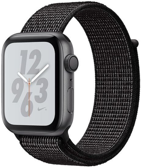 Apple Watch Nike+ Series 4, 44mm, pouzdro z vesmírně šedého hliníku/černý provlékací řemínek MU7J2HC/A