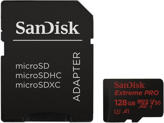 SanDisk Micro SDXC Extreme Pro 128GB 100MB/s A1 UHS-I U3 V30 + SD adaptér (SDSQXCG-128G-GN6MA)