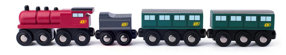 Levně Woody Parní lokomotiva s uhlím a vagony