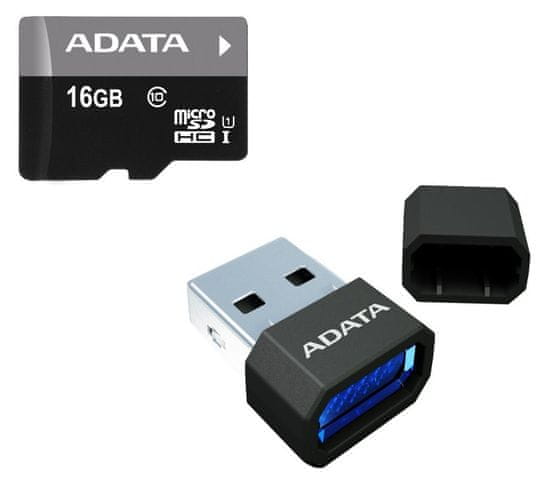 Adata Micro SDHC Premier 16GB UHS-I + USB čtečka (AUSDH16GUICL10-RM3BKBL)