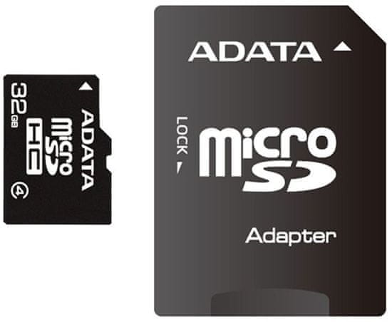 Adata Micro SDHC 32GB Class 4 + adaptér (AUSDH32GCL4-RA1)