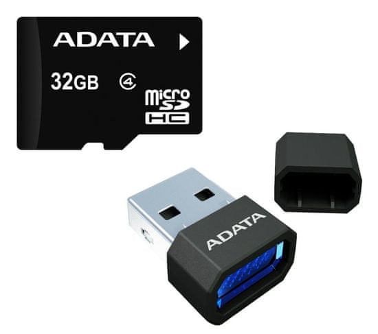 Adata Micro SDHC 32GB Class 4 + USB čtečka (AUSDH32GCL4-RM3BKBL)