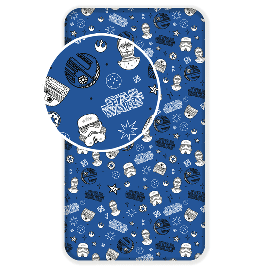 Jerry Fabrics Bavlněné prostěradlo Star Wars Galaxy Blue 90x200 cm