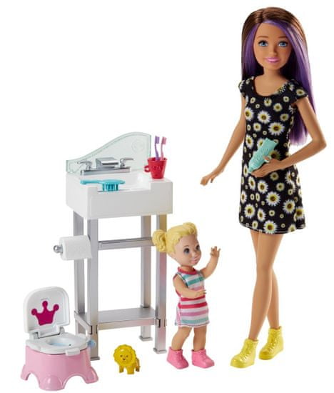 Mattel Barbie chůva herní set - panenka s květinovými šaty