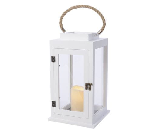 Kaemingk LED světelná dřevěná lucerna, 20x20x35cm, bílá