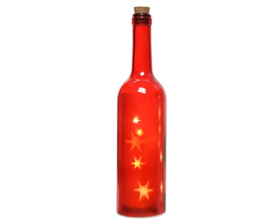 Kaemingk Micro LED světelná dekorace Skleněná láhev, červená
