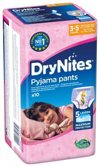 Huggies DryNites kalhotkové pleny pro dívky 3-5 let (16-23kg), 10ks
