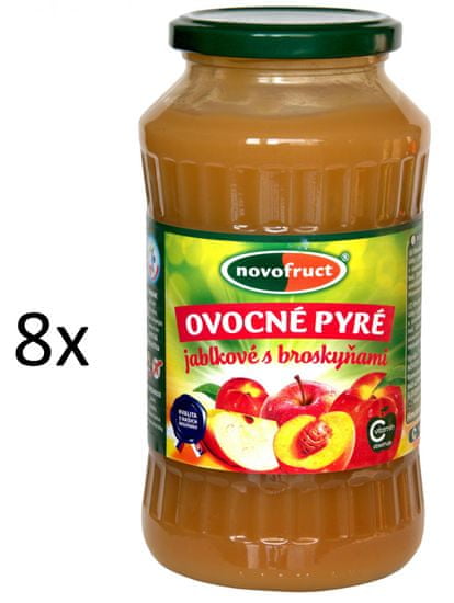NOVOFRUCT 8x Ovocné pyré jablko + broskev - 700 g