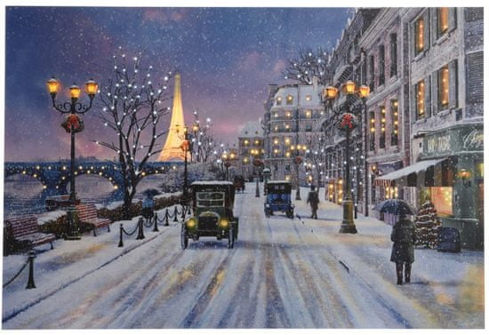 Kaemingk Svítící zimní obraz Paris,LED žárovky