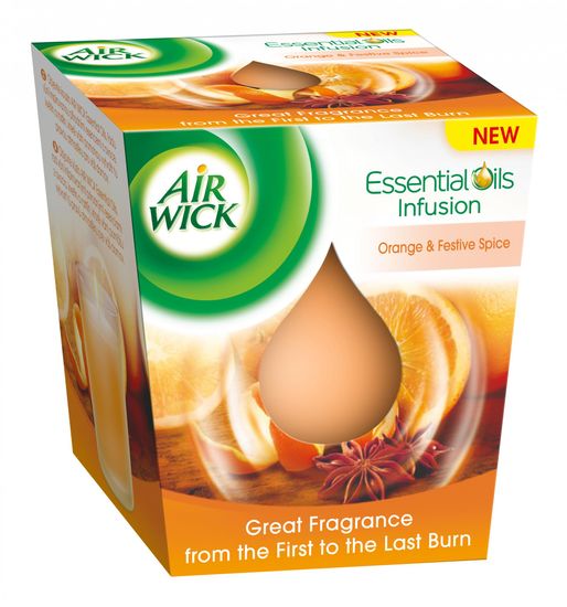 Air wick Essential Oils Infusion svíčka - Pomeranč a sváteční koření 150 g