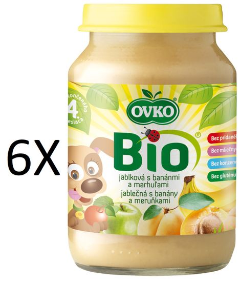 OVKO 6x BIO jablko+banány+meruňka PT - 190g
