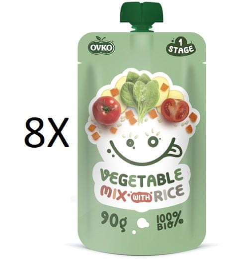 OVKO 8x BIO Zelenin.směs + Rýže PO - 90 g