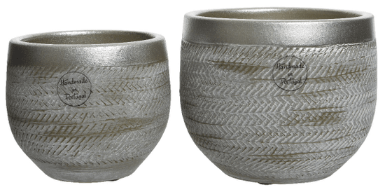 Kaemingk Set 2ks květináčů, metalické, 16x14cm, 13x11cm, keramika, ručně vyrobené