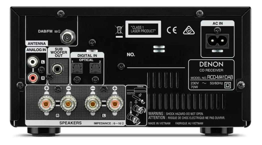 minisystém Denon RCD-M41DAB Silver Premium cd mechanika bluetooth bezdrôtové pripojenie