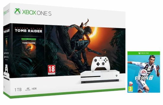 Microsoft Xbox One S 1TB + Shadow of The Tomb Raider + Fifa 19