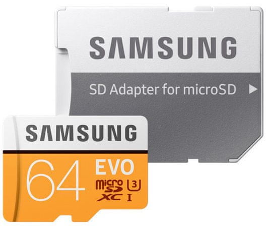 Samsung Micro SDXC 64GB (Class 10 UHS-3) + SD adaptér (MB-MP64GA/EU)