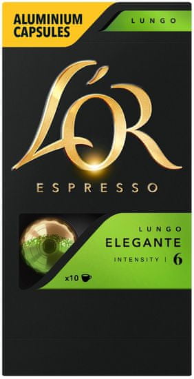 L'Or Lungo Elegante Intenzita 6 - 100 hliníkových kapslí kompatibilních s kávovary Nespresso ®