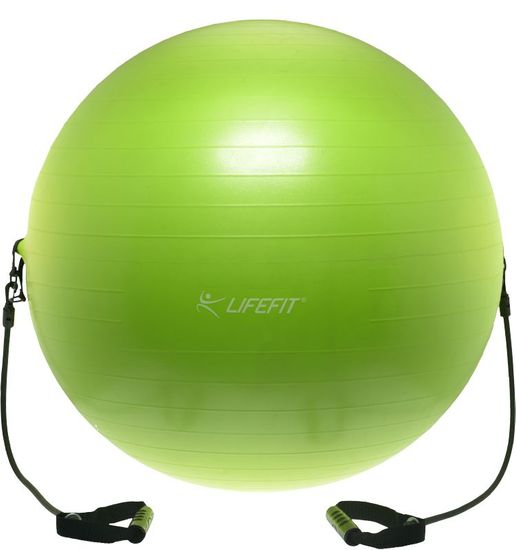 LIFEFIT Gymnastický míč s expanderem GYMBALL EXPAND 55 cm zelená - zánovní