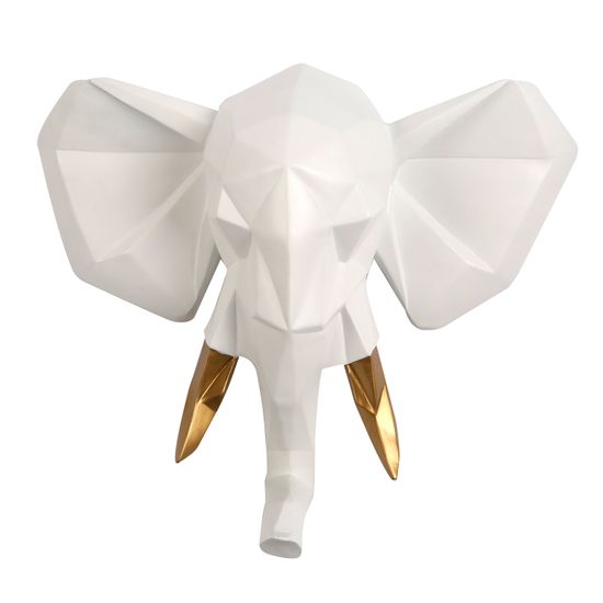 Walplus Nástěnná dekorace bílo-zlatá hlava slona